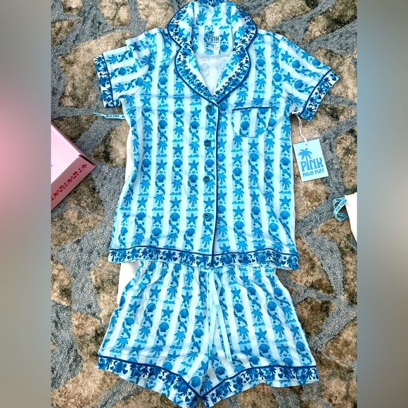 Pink Palm Puff Girls Pajamas - Size XXS - NWT - Picture 1 of 6